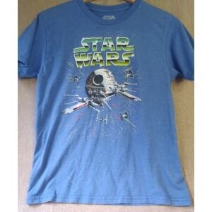 Star Wars X-Wing Tie Fighter Boy's XLarge Shirt rare death star blue tee‎ kids